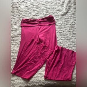 Hot pink Wide-Leg Foldover Waist Pants